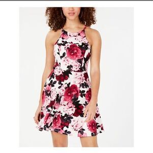Speechless Fit & Flair Flowered Halter Dress Juniors size 3 NWT